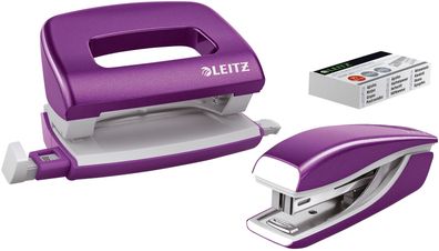 Leitz 5561-20-62 Set Mini Locher Heftgerät NeXXt WOW violett metallic(S)