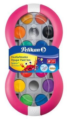 Pelikan 700016 Farbkasten Space+ magenta, 24 Farben inkl. 7,5 ml Deckweiß