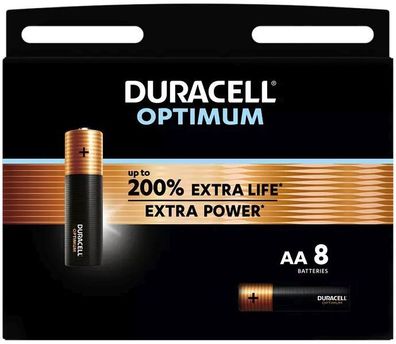 Duracell® 137684 Batterien Optimum Alkaline - Mignon/ LR6/ AA, 1,5 V, 8 Stück