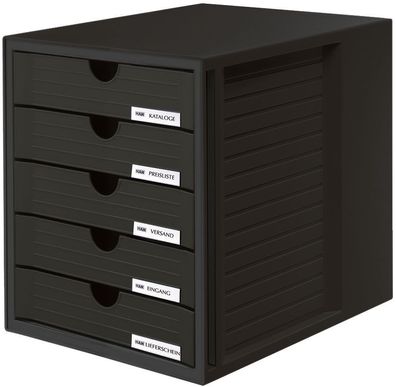HAN 1450-13 Schubladenbox Systembox - A4/ C4, 5 geschlossene Schubladen, schwarz