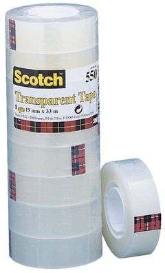 Scotch® 5501933 Klebeband Transparent 550, Polypropylenfolie, Bandgröße 33 m x 19 ...
