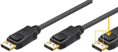 Goobay 65924 DisplayPort Verbindungskabel 1.2, vergoldet, 3 m, Schwarz - DisplayPo...