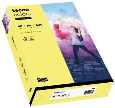 TECNO 2100011409 Multifunktionspapier tecno® colors A4 80 g/ qm mittelgelb 500 Blatt