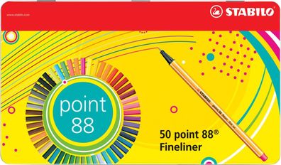 Stabilo® 8850-6 Fineliner point 88® - Metalletui, sortiert mit 50 Stiften