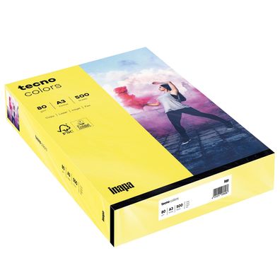 TECNO 2100011425 Multifunktionspapier tecno® colors A3 80 g/ qm gelb 500 Blatt