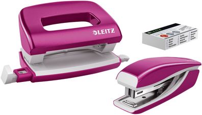 Leitz 5561-20-23 Set Mini Locher Heftgerät NeXXt WOW pink metallic(S)