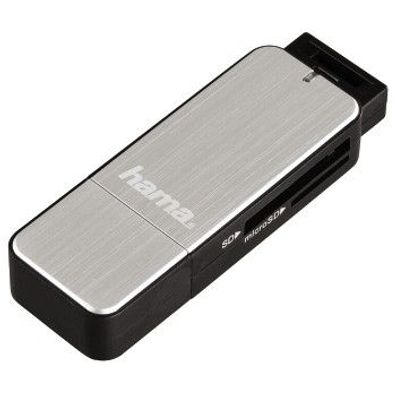 Hama 123900 Hama USB 3.0 Multikartenleser SD/ microSD Alu schwarz/ silber