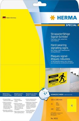 HERMA Signal-Etiketten Special, 105 x 148 mm, gelb