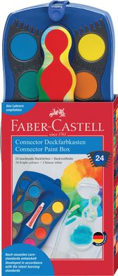 FABER-CASTELL 125020 Connector Farbkasten - 24 Farben, inkl. Deckweiß, blau