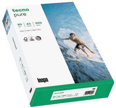 TECNO 2100011512 Kopierpapier Pure A4 80 g/ qm weiß 500 Blatt