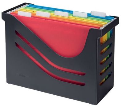 Jalema 2658026998 Hängemappenbox Re-Solution - schwarz, gefüllt mit 5 farbigen ...