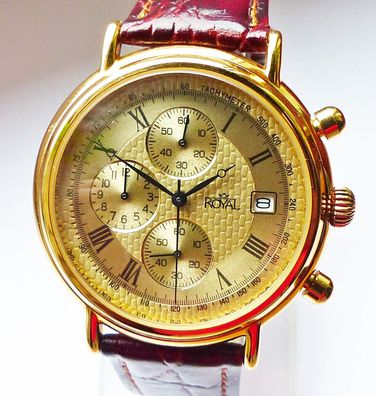 Schöner ungetragener Royal Swiss WR50 Chronograph Herren Armbanduhr