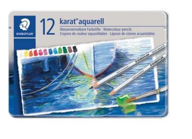 Staedtler® 125 M12 Aquarellstift karat® - 3 mm, Metalletui mit 12 Farben, sortiert
