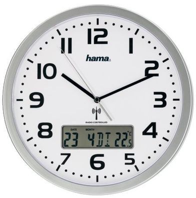 Hama® 186333 DCF-Funkwanduhr EXTRA - Ø 30 cm, silber