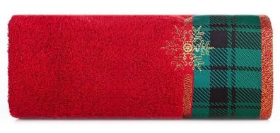 Handtuch Weihnachten 50x90cm rot grün Badetuch Duschtuch Baumwolle Schneeflocken Deko