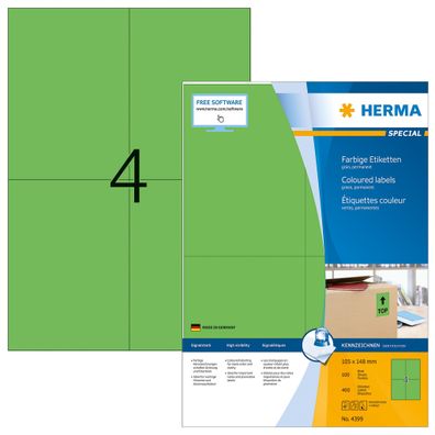 HERMA Universal-Etiketten Special, 105 x 148 mm, gr?n