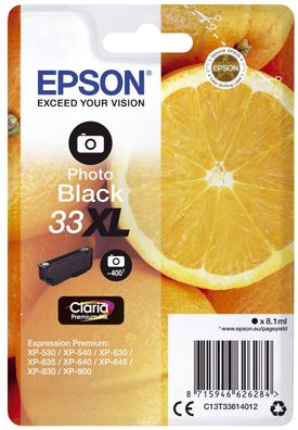 Epson C13T33614012 Tintenpatrone photo black Claria Premium 33 XL