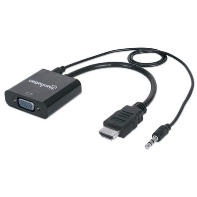 Manhattan 151559 Manhattan Konverter HDMI -> VGA St/ Bu mit Audio Polybag
