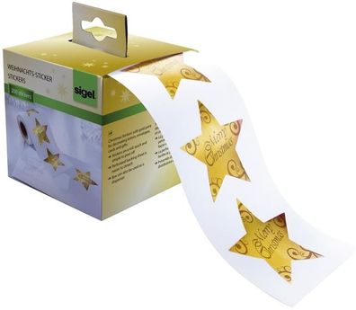 sigel CS112 Weihnachts-Sticker "Christmas Stars" auf Rolle