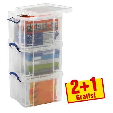Really Useful Box 335CCB 2 + 1 GRATIS Aufbewahrungsboxen 3x 35,0 l transparent