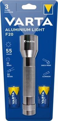 VARTA 16607101421 VARTA Aluminuim Light F20 Pro LED Taschenlampe schwarz, 250 Lumen