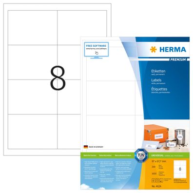 HERMA Universal-Etiketten Premium, 97,0 x 67,7 mm, weiá