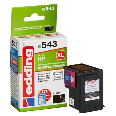 edding EDD-543 schwarz Tintenpatrone ersetzt HP 302XL (F6U68AE)