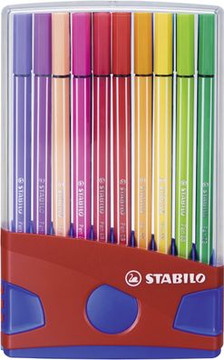 Stabilo® 6820-04 Fasermaler Pen 68 ColorParade - Etui rot, 20 Farben