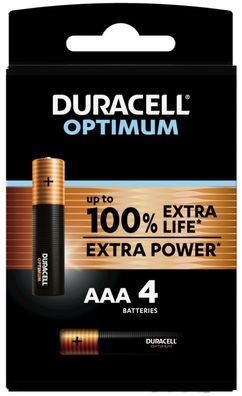Duracell® 137516 Batterien Optimum Alkaline - Micro/ LR03/ AAA, 1,5 V, 4 Stück