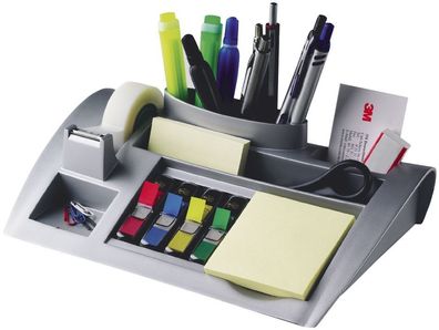 Post-it® C-50 Schreibtischorganizer silber  metallic befüllt