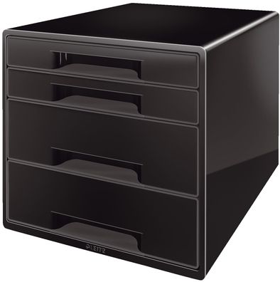 Leitz 5252-10-95 5252 Schubladenbox CUBE - A4/ C4, 4 geschlossene Schubladen, schwarz