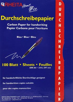 RHEITA 8173-100 Durchschreibepapier - A4, 100 Blatt, blau
