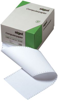 Sigel® 12249 DIN-Computerpapier, 1fach, 12"x240 mm (A4 hoch), längsperforiert, ...