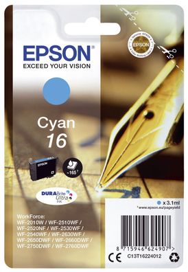 Epson C13T16224012 Epson Tintenpatrone cyan DURABrite Ultra T 162 T 1622