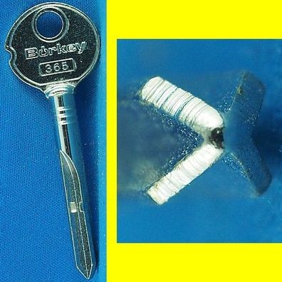 Börkey Kreuzbart - Schlüssel 365 - Rohling Länge 75 mm - für VEB Spiegelwerk PUNKT