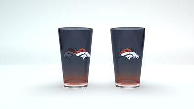 NFL Denver Broncos Pint Glas Gläser Set 2er Set Bierglas 475ml 16oz 4262438780466