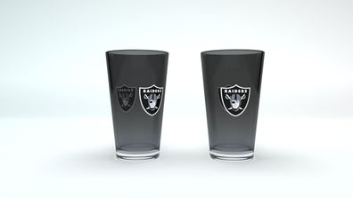 NFL Las Vegas Raiders Pint Glas Gläser Set 2er Set Bierglas 475ml 16oz 4262438780329