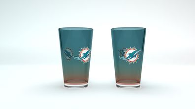 NFL Miami Dolphins Pint Glas Gläser Set 2er Set Bierglas 475ml 16oz 4262438780350