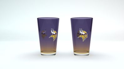 NFL Minnesota Vikings Pint Glas Gläser Set 2er Set Bierglas 475ml 16oz 4262438780336