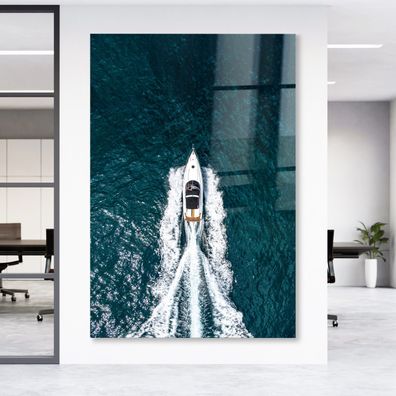 Wandbild Yacht auf See, Boot auf Reis Leinwand , Acrylglas , Poster Modern Deko Kunst