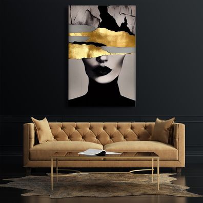Wandbild Abstrakte Frau in Gold Leinwand , Acrylglas , Poster Modern Deko Kunst