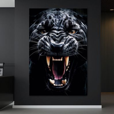 Wandbild Panther schwarzer Tier Leinwand , Acrylglas , Poster Modern Deko Kunst