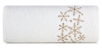 Handtuch Weihnachten 50x90 cm weiß Badetuch Duschtuch Baumwolle Schneeflocken Deko