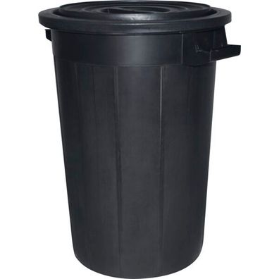 Mülltonne Kunststoff, 75 Liter, schwarz, mit Deckel, 2 Außengriffe