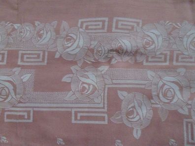 alte Tischdecke 50/60er Jahre lachs-rose Rosen Vintage ca 210x150 cm