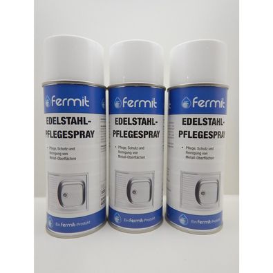 3x Fermit Edelstahl Pflegespray Spray Reiniger Reinigung Küche Oberfläche 400ml