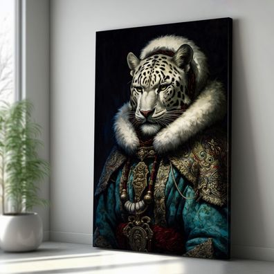 Wandbild weißer Leopard jaguar Tier Leinwand , Acrylglas Poster Modern Deko Kunst