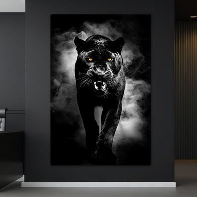 Wandbild Wilder schwarzer Panther Tier Leinwand , Acrylglas Poster Modern Deko Kunst