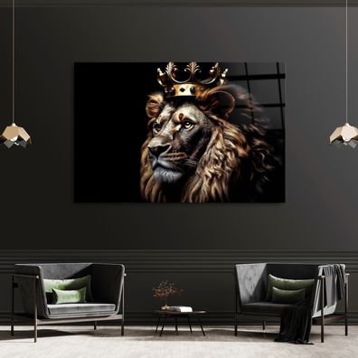 Wandbild Der Löwen König Tier , Luxus Leinwand , Acrylglas Poster Modern Deko Kunst