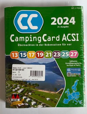 Camping Card ACSI 2024, 2 Bände Europa, Ermäßigungskarte 206699b2 NEU